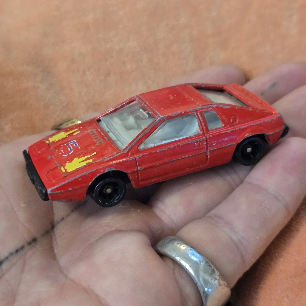 VTG Lotus Esprit Model Toy Race Car Red Diecast Toy Made In Hong Kong Flames